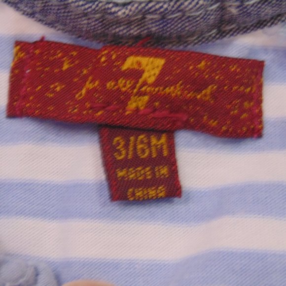 7 Seven for all Mankind One-Piece Size 3/6M Footed Footie Blue Striped - Picture 4 of 5